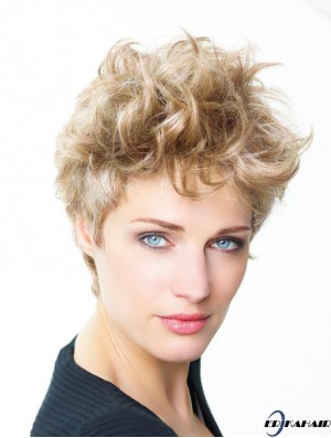Curly Boycuts Kurze Blonde Trendy Lace Front Perücken