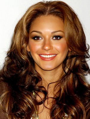 Brown Long Curly ohne Pony Spitze vorne 22 Zoll  Perücken