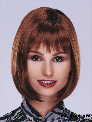 Kinnlänge Gerades Monofilament Auburn Top Bob Perücken