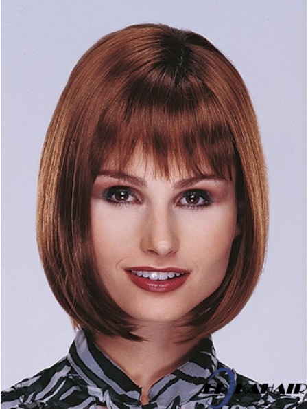 Kinnlänge Gerades Monofilament Auburn Top Bob Perücken