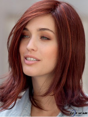 Perücken Online Monofilament Red Farbe Straight Style Layered Cut