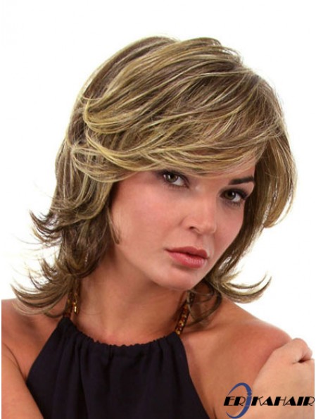 Trendy Brown Chin Chin Länge gewellte geschichtete Spitze Front Perücken