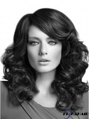 Curly Layered Long Black Günstigste Spitze Front Perücken