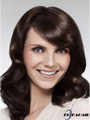 Wellig mit Pony Long Brown Beliebte Lace Front Perücken