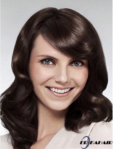 Wellig mit Pony Long Brown Beliebte Lace Front Perücken