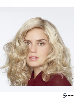 Synthetische Blonde Curly 100% handgebundene lange Mono Curly Perücken