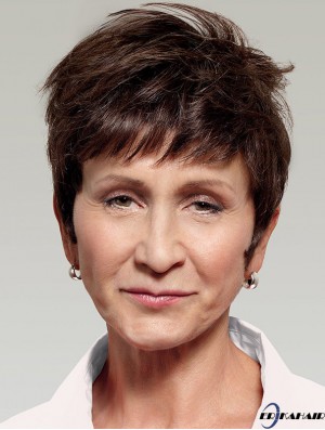 Gerade geschichtete kurze braune bequeme Spitze Front Perücken