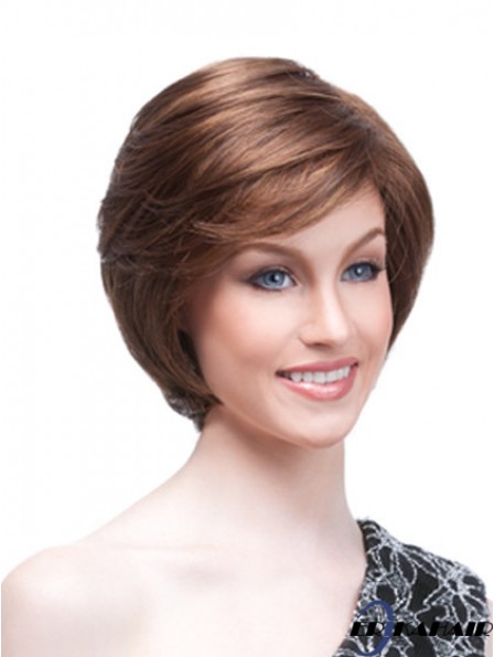 Kinnlänge Gerades Monofilament Auburn Hochwertige Bob Perücken