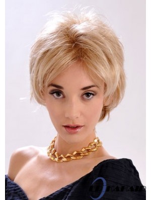 9  inchTop Straight Layered Blonde Short Perücken