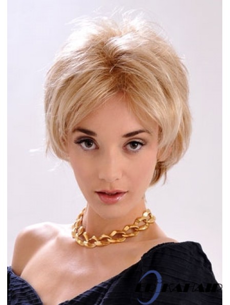 9  inchTop Straight Layered Blonde Short Perücken