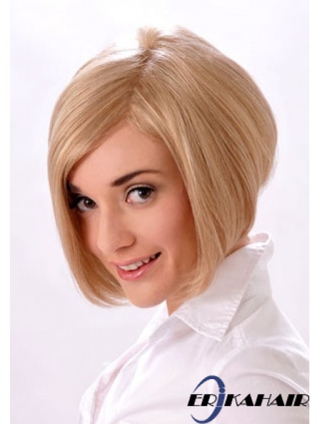 Kinnlänge gerade Monofilament Blonde Style Bob Perücken