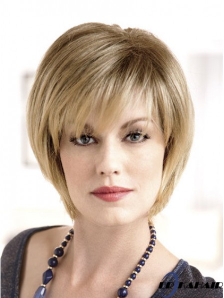 8  inchschlanke blonde Bobs Monofilament Perücken