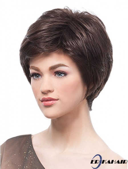 6  inchOnline Brown Boycuts Monofilament Perücken