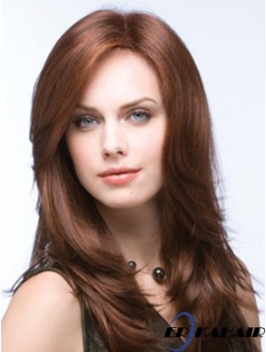 Erschwingliche Monofilament Perücken UK Straight Style Layered Cut Auburn Farbe