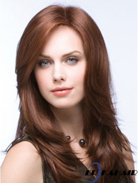 Erschwingliche Monofilament Perücken UK Straight Style Layered Cut Auburn Farbe