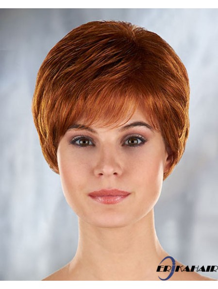 Auburn Curly Synthetic Short mit Pony Mono Filament Perücken