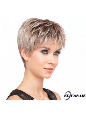 Sassy Blonde Cropped Straight Layered Lace Front Perücken