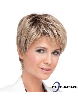 Günstige Blonde Cropped Straight Boycuts Lace Front Perücken