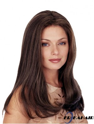 Ohne Pony Long Straight Brown 20  inchBequeme Monofilament Perücken