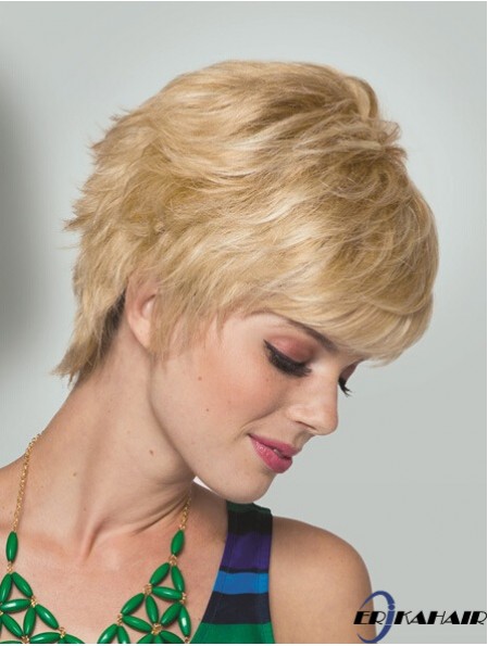 Boycuts Short Straight Blonde 5  inchPraktische Monofilament Perücken