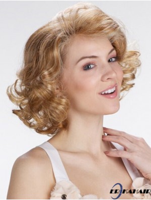 Blonde 12  inchExquisite Kinnlänge Curly Classic Lace Perücken