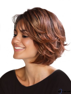 8 Zoll kurze kappenlose rote Frauen Bob Perücken Online