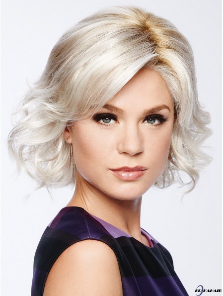 10 Zoll Kinn Länge Capless White Layered Bob Perücke