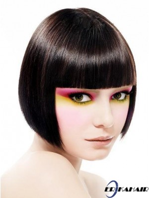 Capless Short Straight Black Unglaubliche Bob Perücken