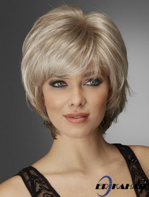 Welliges Kinn Länge Blond 10 Zoll Monofilament Exquisite Bob Perücken