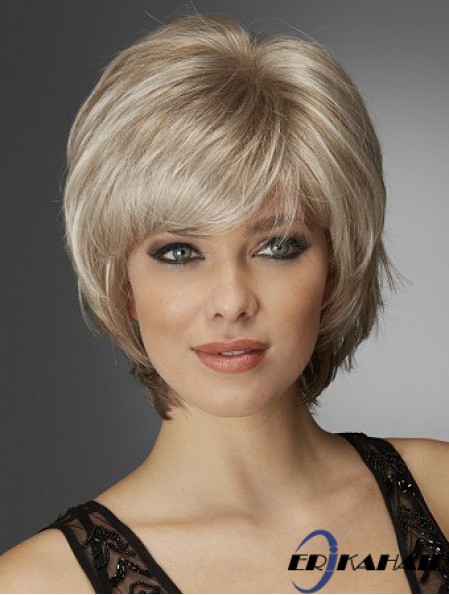 Welliges Kinn Länge Blond 10 Zoll Monofilament Exquisite Bob Perücken