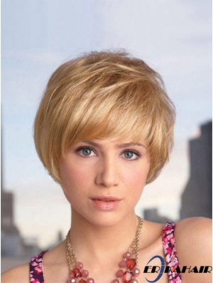 Capless Short Straight Blonde Designed Bob Perücken