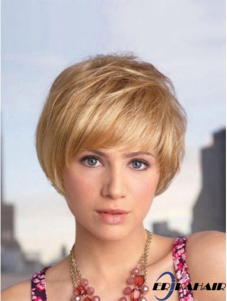 Capless Short Straight Blonde Designed Bob Perücken