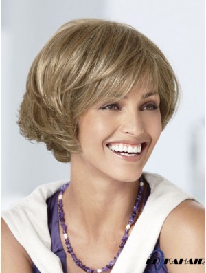 Capless Short Wavy Blonde Große Bob Perücken