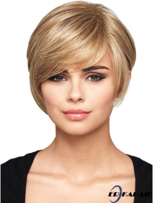 Capless kurze gerade gerade blonde Frisuren Bob Perücken