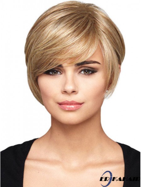Capless kurze gerade gerade blonde Frisuren Bob Perücken