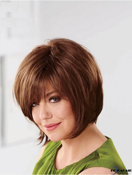 Gerade Kinnlänge Auburn 10 Zoll Capless Natural Bob Perücken