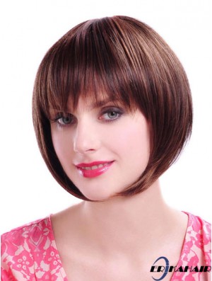 Capless Chin Länge gerade Auburn Durable Bob Perücken