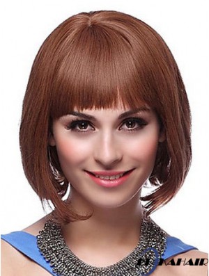 Capless Chin Länge gerade Auburn Exquisite Bob Perücken
