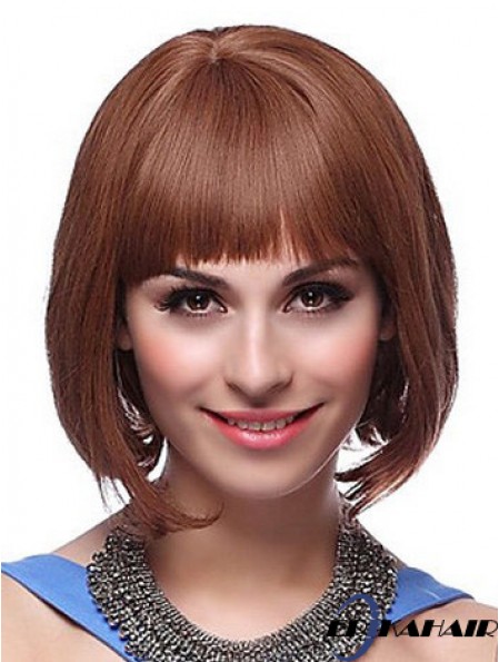Capless Chin Länge gerade Auburn Exquisite Bob Perücken