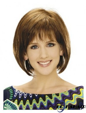 Capless Chin Länge gerade blonde blonde natürliche Bob Perücken