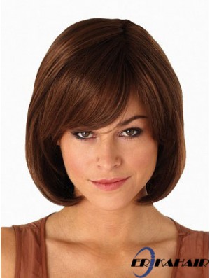 Capless Chin Länge gerade Auburn Modern Bob Perücken