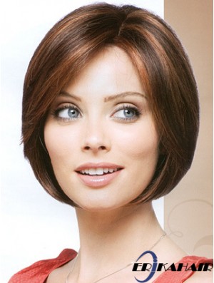 Capless Chin Länge gerade Auburn Günstigste Bob Perücken