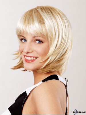Gerade Kinnlänge Blond 10 Zoll Spitze Front Top Bob Perücken