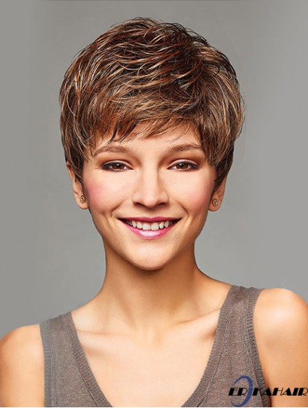 Kurze lockige Perücken mit kappenloser synthetischer blonder Farbe, abgeschnittene Länge
