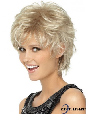 Damen blonde Perücken gewellten Stil kurze Länge blonde Farbe
