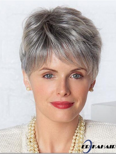 Monofilament Lace Perücken Grey Cut Straight Style Short Length