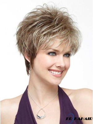 Frauen Perücken Blonde Farbe Straight Style Boycuts Kurzlänge