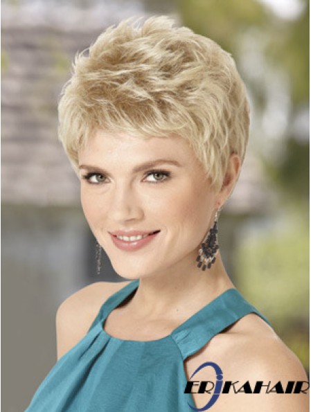 Blonde Perücke Mit Capless Wavy Style Cropped Length Boycuts