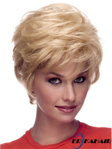 Perücken Menschenhaar Blonde Farbe Kurzer, geschichteter Schnitt