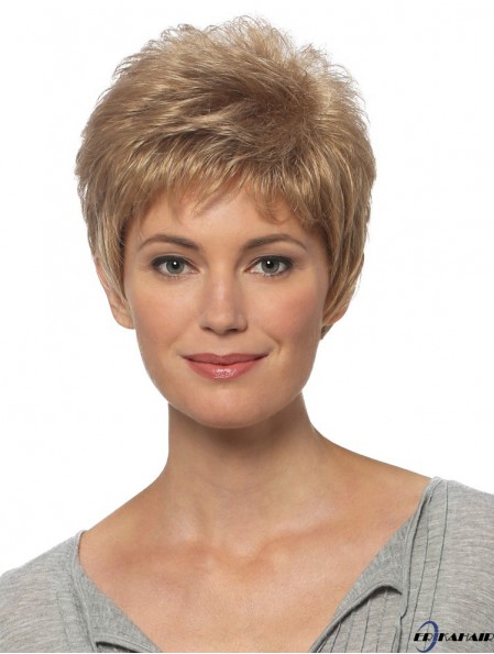 Kurze Haare Perücken Blonde Farbe Kurzlänge Gerade Stil